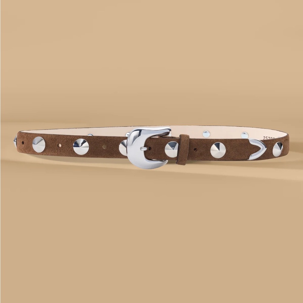 NWT Aureum No. 8 Belt Chocolate Suede and Silver Studded